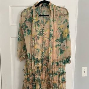 OPT Ruffled Tiered Midi Dress